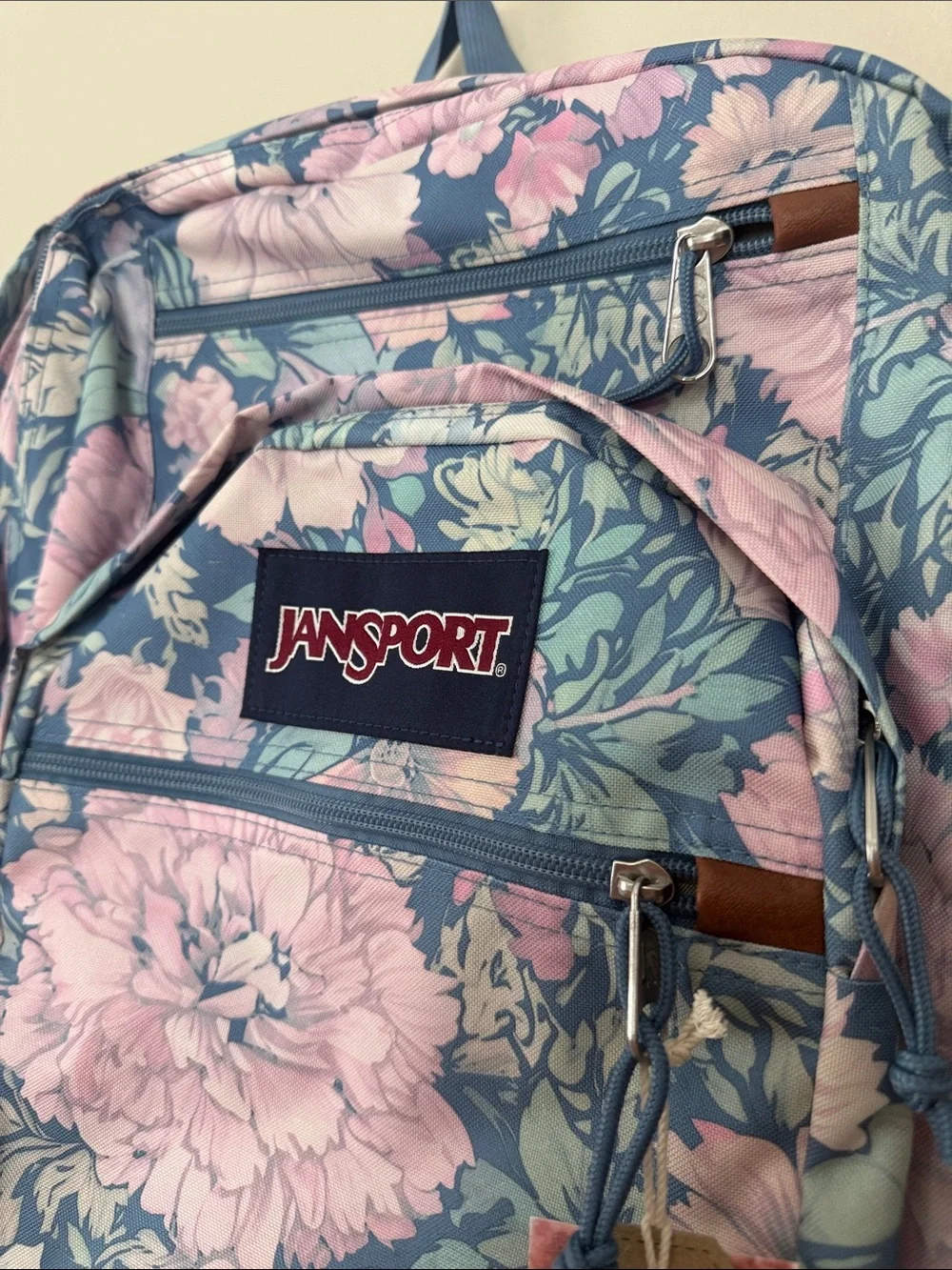 NWT Jansport faded tapestry elemental blue Pink Floral Backpack